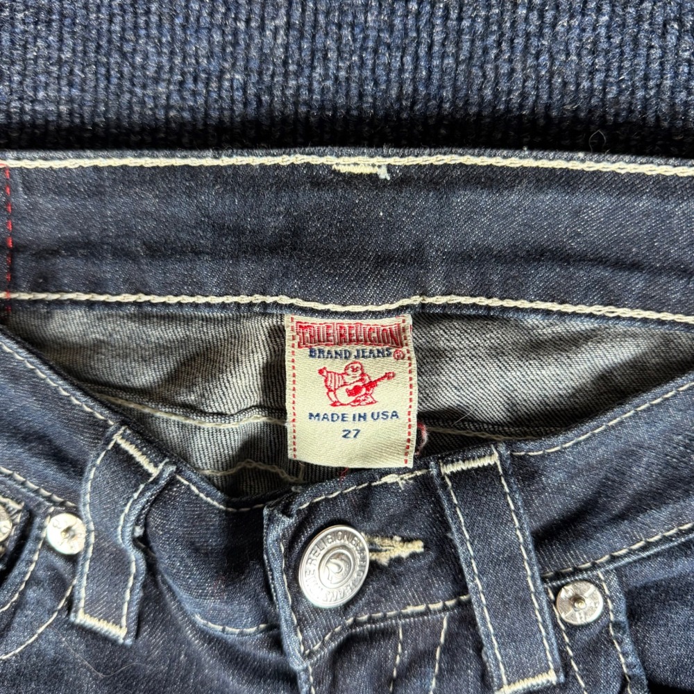 True Religion Billy Jeans Womens 27 13.5in Waist Dark Wash Bootcut USA - Picture 4 of 10